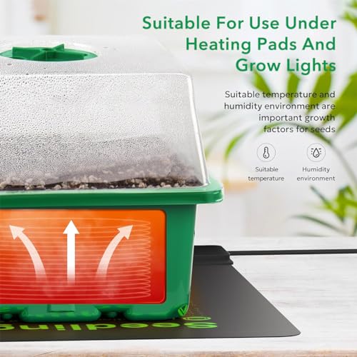 Image of HASTHIP 5Pcs Germination Tray Seed Germination Tray Plastic Seedling Plant Grow Tray Kit with Lid, Seed Starter Microgreen Growing Trays with 12 Cell Seedling Tray Tools
