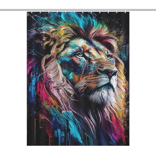 Rideau de douche lion en tissu polyester lavable de qualité supérieure - 7