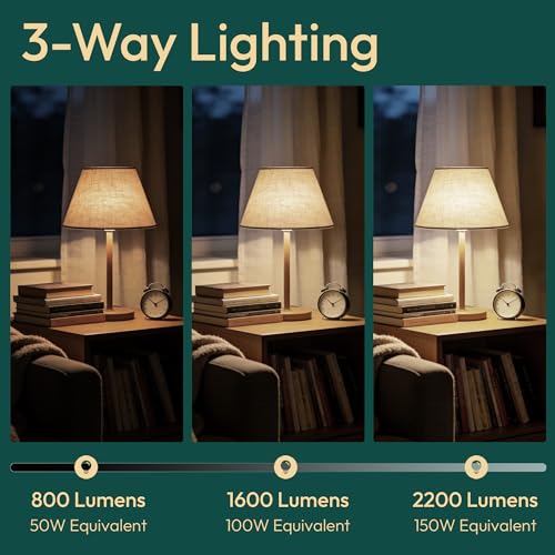 Image of ALAMPEVER 3 Way Light Bulbs 2 Pack, 50 /100 /150W Equivalent, Bright A21 LED Light Bulb, 5000K Daylight White, 800 /1600 /2200LM, 5 /9 /15W, E26 Base, Non-Dimmable, Ideal for Living Room, Garage, Basement
