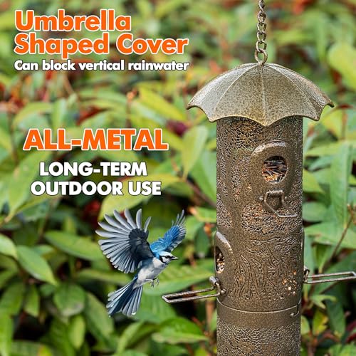 Birdream Bird Feeders For Outdoor Hanging, 23 Inch All Metal 8 Ports Tube Bird Feeders, Double Layer Design Wild Bird Feeders thumb #1