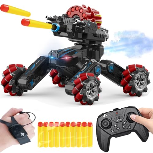 RC Cars-Best Gifts for Boys Age 8-12,Big Size DIY Hand Controlled Gesture Sensing Stunt Remote Control Battle Tank Car with Soft Bullets,Birthday Presents for Kids 7 8 9 10 11 Year Old