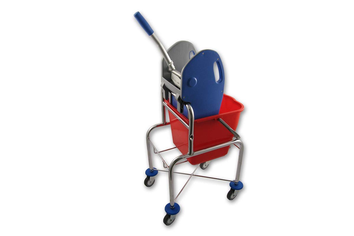 Carro de Limpieza Profesional Extra Alto con Prensa y Cubo | Estructura de cromo ergonómica para evitar agacharse, calidad industrial duradera, incluye 1 cubo y prensa de gran alcance