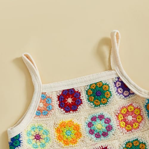 Toddler Baby Girl Summer Outfits Crochet Camisole Top and Linen Pants 2PC Kids Bohemian Beach Clothes for Girls4