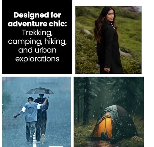 Image of Allextreme Unisex Raincoat with Adjustable Hood Full Sleeves Long Length Lightweight Waterproof Outdoor Rainwear for Women and Men (2XL, Black)