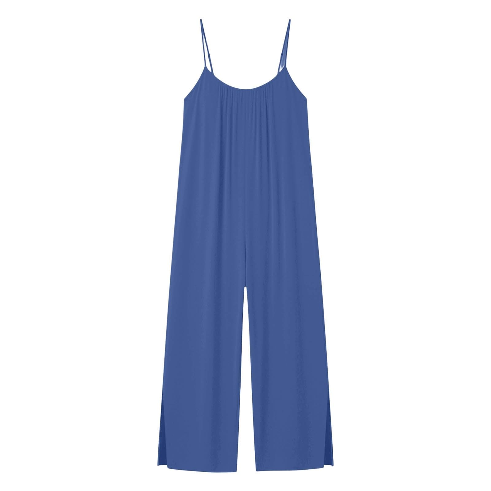 Genérico Mono sin mangas bohemio para playa informal pierna ancha bolsillos vestido verano elegante ligero femenino cómodo suelto fluido