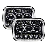 TRUCKMALL 5’’x 7’’ 7x 6 inch LED Headlights Sealed Beam with Halo DRL Turn Signal,...