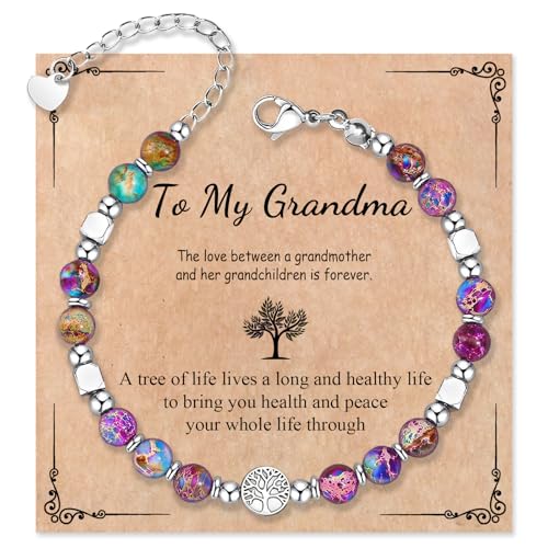 Image of Mothers Day Gifts for Grandma, Tree of Life Bracelet with Card, Grandma Gifts From Grandkids for Christmas Birthday