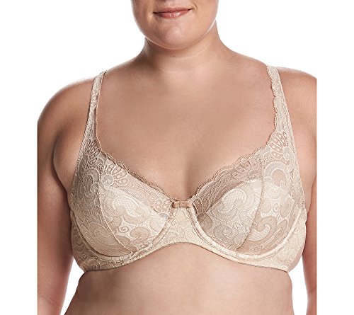 Playtex Women's Love My Curves Thin Foam W/Lace Underwire, Caffe Blue Lait/Ivory Pearl, 36DDD