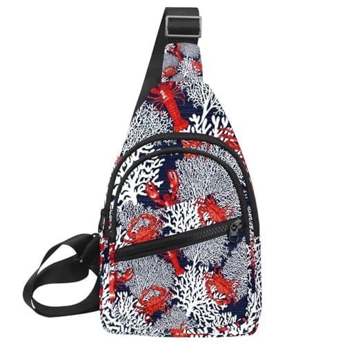 Bolsa cruzada de sarga con diseño de mar y cangrejo de río para uso diario
