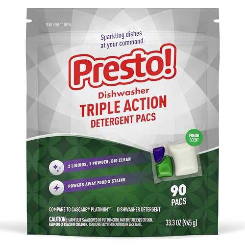15% coupon - Amazon Presto! Triple Action Dishwasher Pacs, Fresh Scent, 90ct