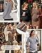 Sweetyweee 3 Pack Maternity Sweaters Long Sleeve Ribbed Maternity Shirts Lightweight Stretch Pregnancy Tops Winter Layering(Coffee, Light Gray, Black,Medium)