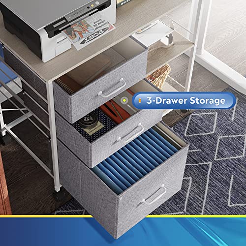 image for DEVAISE 3 Drawer Mobile File Cabinet, Rolling Printer Stand with Open 
