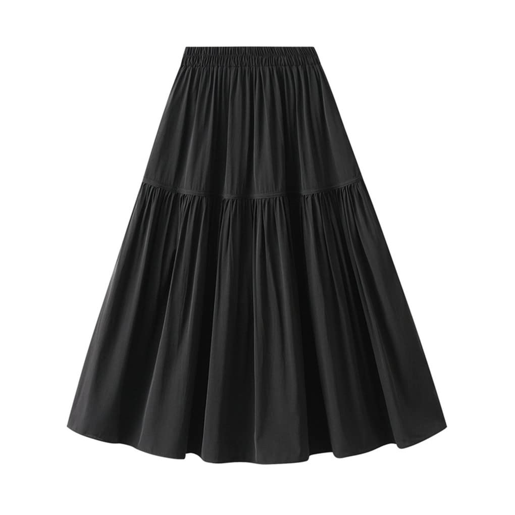 Gonna lunga a pieghe da donna tinta unita gonna lunga casual basic a trapezio gonna estiva all-match midi gonna lunga