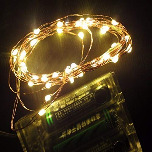 Fio De Led 5 Metros Arame 50 Leds Decoração Natal Pilha Prova Agua Casamento