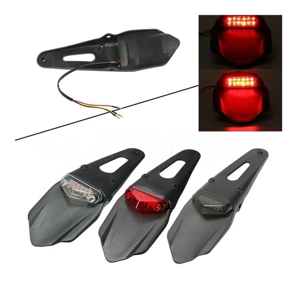 Luce Stop Fanale Posteriore Supporto per targa in ABS nero con fanale posteriore a LED da 12 V, universale, per moto cross e