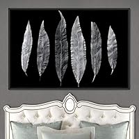 Framed Canvas Wall Art Black and White Leaves Canvas Prints Home Artwork Decoration for Living Room,Bedroom - 16x24 inches