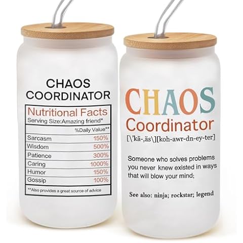 Vakuny Chaos Coordinator Gifts For Women - Appreciation Gifts For Coworkers - Boss Lady Gifts - Farewell Office Gifts For Coworkers - Thank You Gifts Glass Cup For Boss, Friends, Teacher, Mom Cover