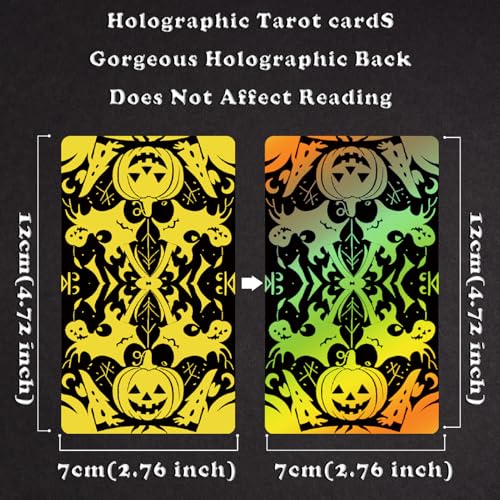 Smoostart Black Halloween Style Tarot Cards with Meanings, Tarot Cards Deck with Guidebook for Beginners, Halloween Elements Tarot Contains Multiple Interpretations - Thumbnail 7