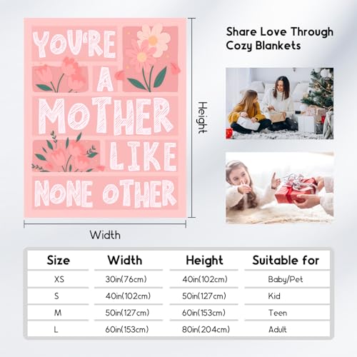 Mothers Day Blanket Gifts - 40x50 Inches Soft Cozy Throw for Festivals Holidays - Pink Blankets for Mom