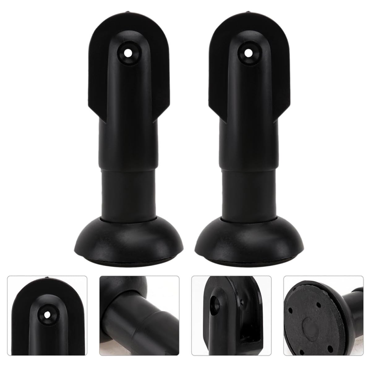 LIFKOME 2 Soportes de Plástico Negro para Mampara de Baño Altura Ajustable Resistente Corrosión