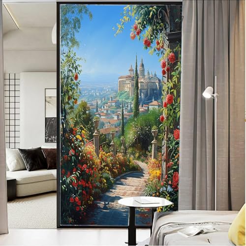 Vinilo adhesivo para ventana diseño Country Garden Castle 17.7x23.6 in miniatura 3