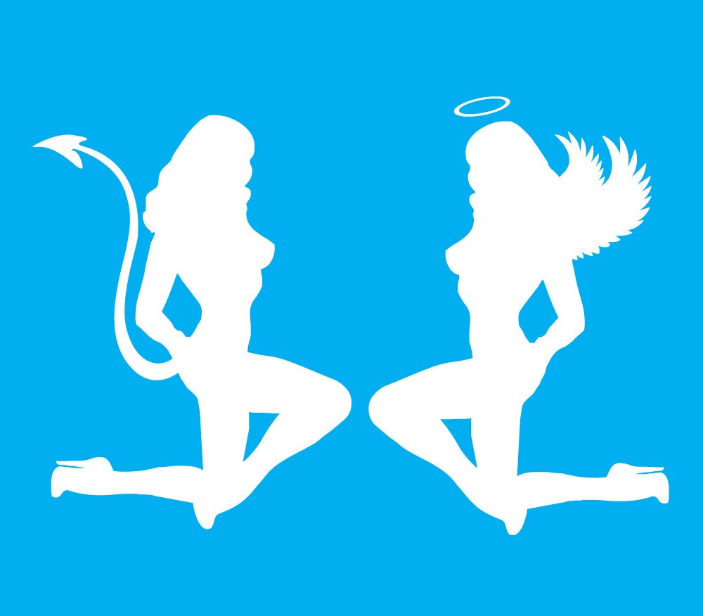 BOLDERGRAPHX 6137 Good Bad Girl White Vinyl Decal for Bumpers, Windows, laptops or Any Smooth Surface