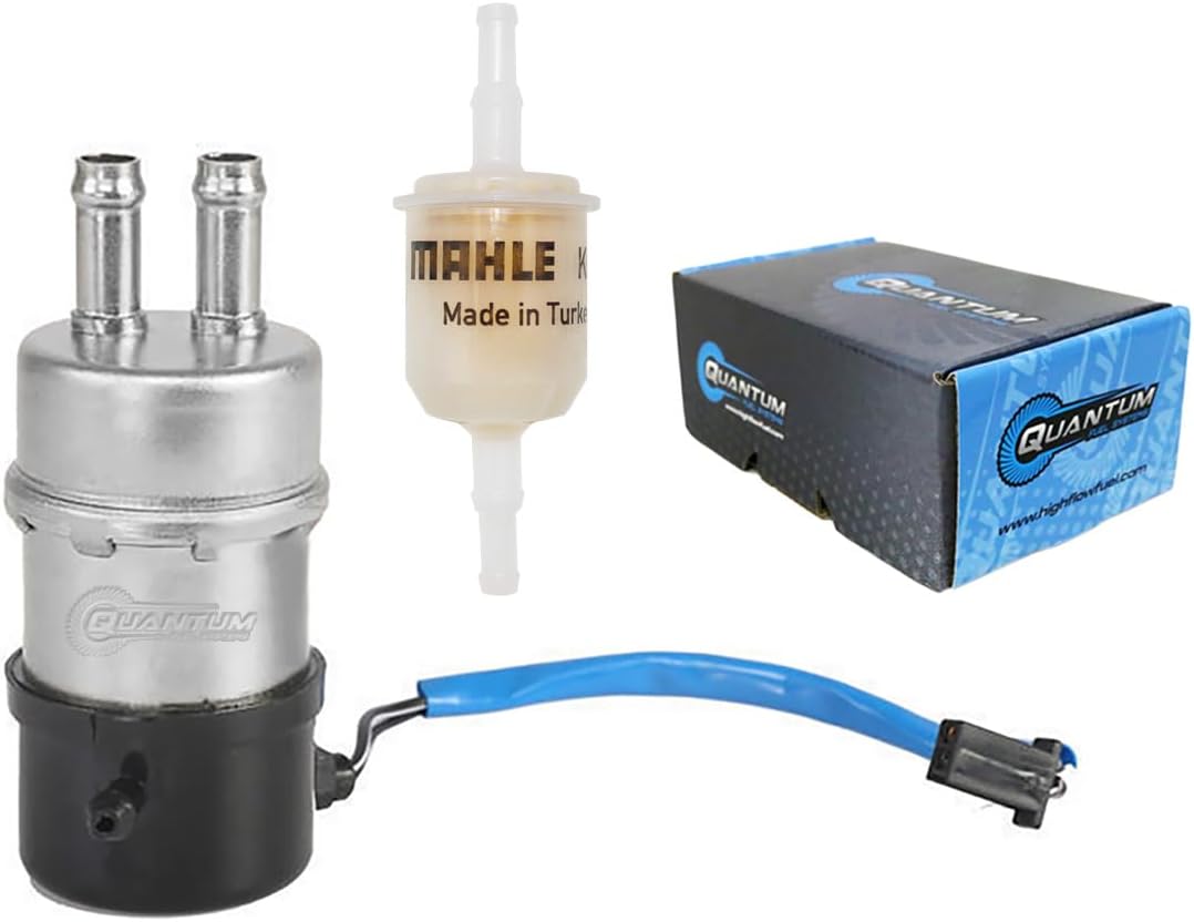 QFS Fuel Pump (10mm Barbs) w/Mahle Filter for Kawasaki Ninja ZX-6R, ZX-7, ZX-9R, ZX-11 (1990–2003), Replaces 49040-1061