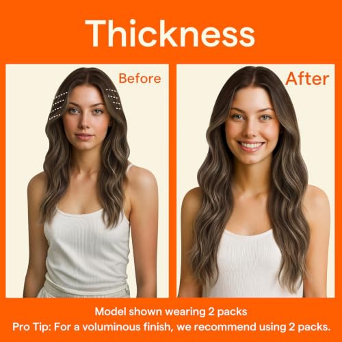 Image of Full Shine Seamless Clip in Hair Extensions, Brown Blonde Blend | Clip in Hair Extensions, 18 Inch 85g 4 Pcs, Fuller Ends, Straight Finish, Family Photos, Shoulder-Length Hair