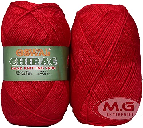 Image of M.G ENTERPRISE Big Ball Red (200 gm) Wool Ball Hand Knitting Wool /Art Craft Soft Fingering Crochet Hook Yarn, Needle Knitting Yarn Thread dye Z