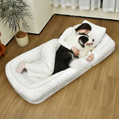 Human Dog Bed for Adult Upholstered Floor Chair with 5 Adjustable Position Lazy Sofa Bed Lounge Chair with 2 Soft Pillows for Reading and Napping