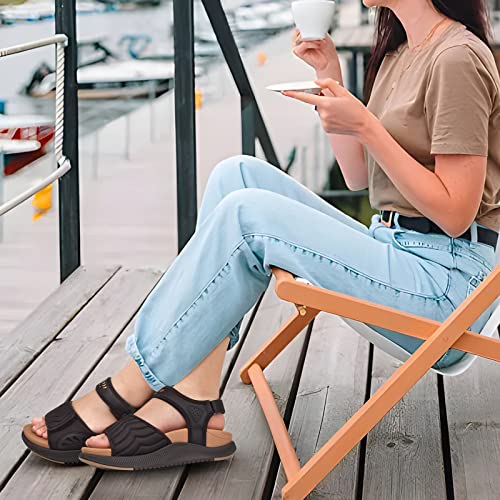 Image of ONCAI Walking Sandals Women,Arch Support Hiking Sandals with Orthotic Outdoor Footbed for Plantar Fasciitis,Water Athletic Platform Sandalias Mujer with 3 Adjustable Strap (US Size 6-12)