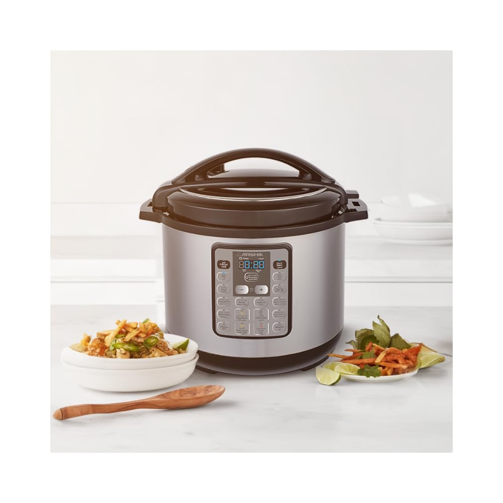 Arshia Digital Pressure Cooker 12L 1600W Family Size Multi-Function Cooker with Preset Programs, Nonstick Inner Pot, 24H Preset Timer, 12H Keep Warm, Auto Pressure Control & Power Resume