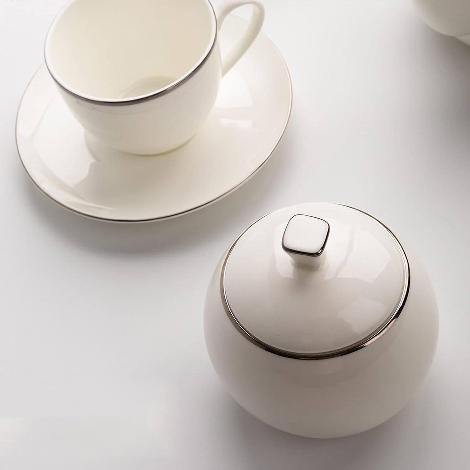 Cukiernica, Cukiernica z pokrywką, Ceramiczne pojemniki na cukier do kawy, Cukiernica, Pojemnik na cukier Słoik na przyprawy, Solniczka Pojemnik na przyprawy-biały-440ml