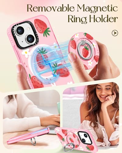 Coque iPhone 14 antichoc compatible Magsafe mignon design fraise