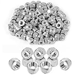 100pcs 1/4-20 Inch Nylon Lock Nuts, 304 Stainless Steel Insert Hex Locknuts, Hardware Nuts, Nylon Insert Self Locking Nuts, Standard Thread Nylock Nuts for Bolts Screws