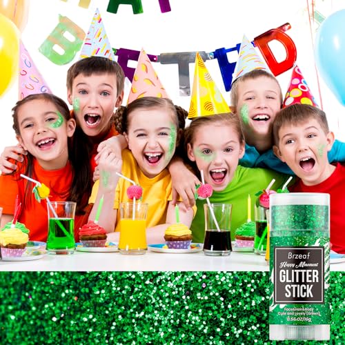 Brzeaf Bastão de Glitter Verde À Prova D'Água, Glitter Robusto para Rosto/Corpo/Cabelo/Olhos/Lábios