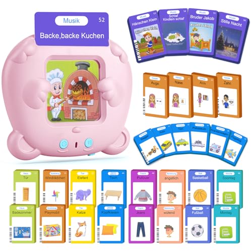 AHJ 510 W&ouml;rter Sprechende Lernkarten Deutsch, 255 Bl&auml;tter, Flash Karten Deutsch, Interaktives Sprachspiele Deutsch Interaktives Lernkarten f&uuml;r Kinder ab 2-6 Jahr