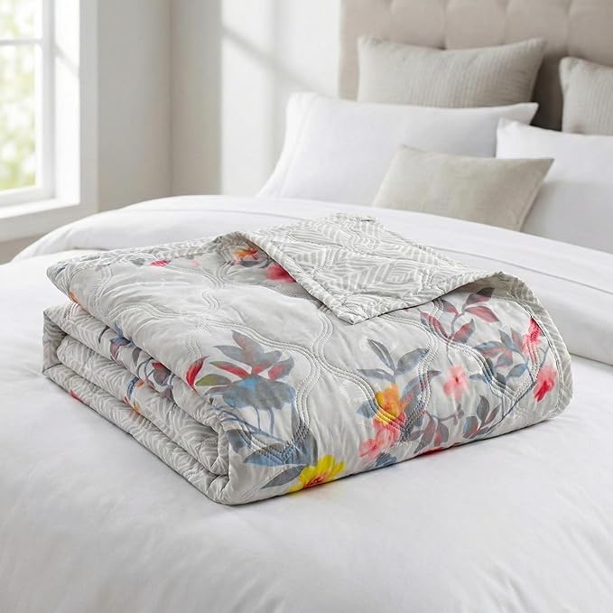 MITUL Dohar Double Bed 100% Cotton Blankets for Summer 150GSM Ac Comforter and Cooling Blankets for Summer Classic Printed Design Quilt Comforter Ideal for Gifting (RED Flower, Single Bed)-image-23