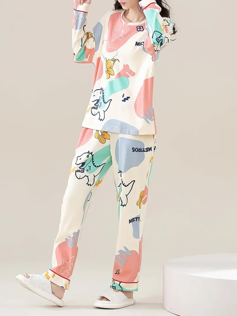 Celary Korean Style Women’s Night Suit|| Cute Printed Pajama Set|| Long Sleeve Top & Pants|| Soft Cotton Loungewear||Winter Night Suit - Image 3 thumbnail