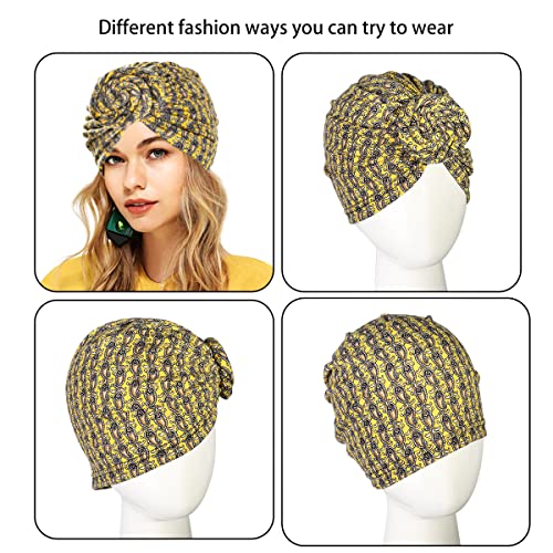 Image of KYNARI Turban Head Wraps for Women, Pretied Stretch Bonnet Hair Wrap | African Knot Turban Hats Pre Twist Headwear Soft Head Scarf Elastic and Breathable Head Covering Cancer Caps for Black Women