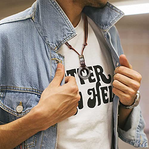 Diamday 8 Stück Leder Halskette für Männer Frauen Vintage Anhänger Leder Cord Halsketten Schwarze braune Feder Pfeilspitze Wolfszahn Flügel Doppelring Pullover Kette Statement Herren Halskette