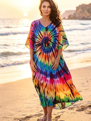 Image of Kaftan Dresses for Women Plus Size Summer Beach Dress with Print and Swim Cover Ups