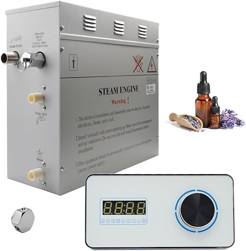 STEAM PLANET Superior Encore - Kit generador de ducha de vapor de 6kW con teclado blanco horizontal y aceites de aromaterapia Generador de baño de
