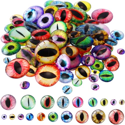 Kenning 300 Pcs 9Sizes Glass Dragon Eyes Flatback Glass Cabochon