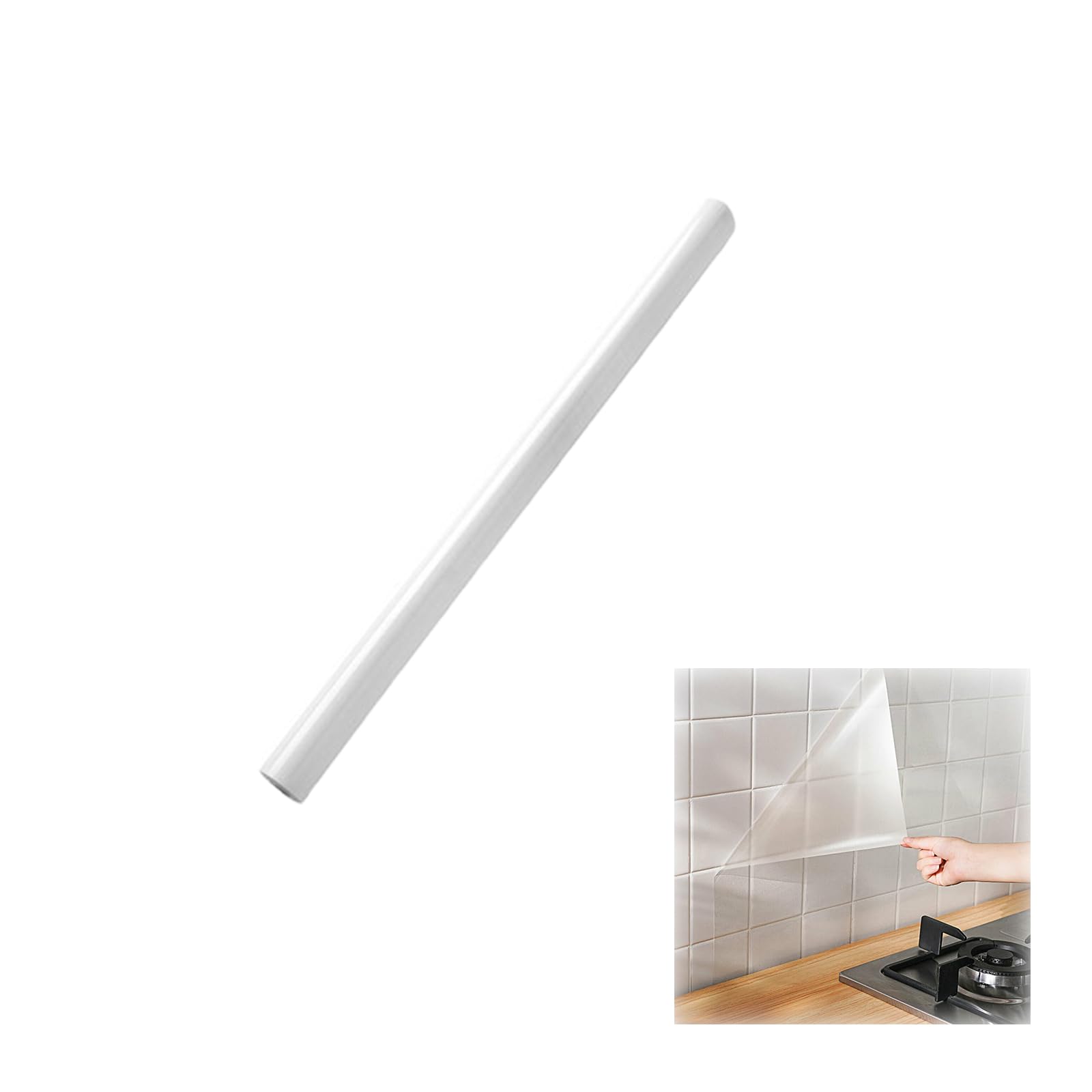 Duomama Transparent Wall Paper - Decorative Self-Adhesive Wallpaper for Kitchen Backsplash and Wall Protection - Oil Proof Sticker - Transparent Cupboard Household Film (60x300cm)