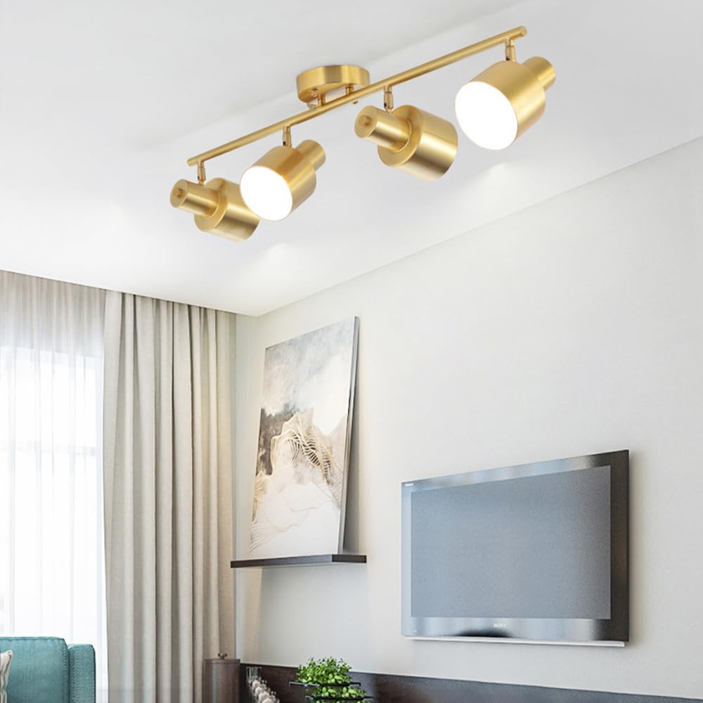 Lampadari Moderni, Faretti da Soffitto in Ottone, Faretti da Soffitto con Rotazione di 180°, Kit di Illuminazione A Binario Fisso, Faretti da Cucina A Isola, Faretti Dire-4