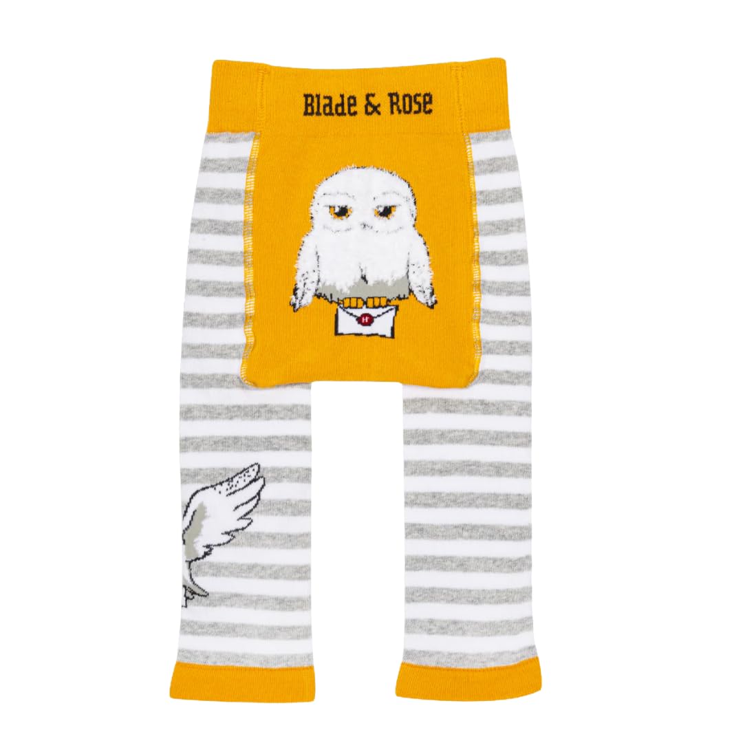Blade & Rose | Harry Potter Hedwig Leggings | Unisex Clothing for Babies & Toddlers 0-6 Months | Yellow/Grey/White