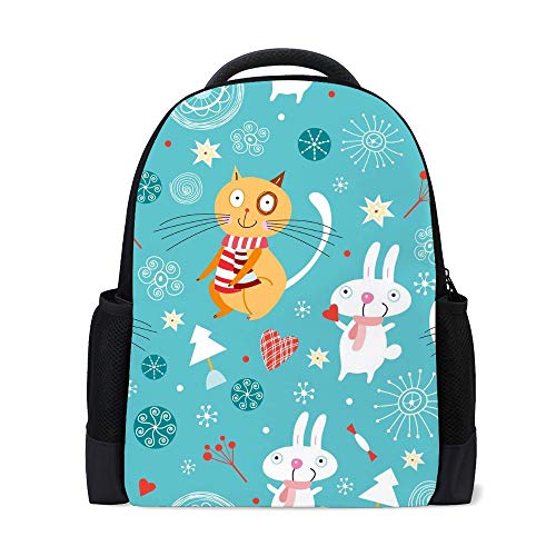 Sac à dos d'école et de voyage au motif dessin animé avec double fermeture éclair pratique