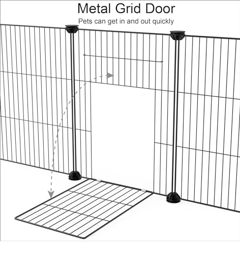 HOMIDEC Rabbit Run,Puppy Pen with Door,Encrypted Wire Mesh Cages14 Panels Indoor/Outdoor DIY Metal Pet Fence for Puppy,Rabbit,Kitten,Hamster,Guinea Pig,Turtle,Hedgehog.Black(140x70x35CM) - Image 5