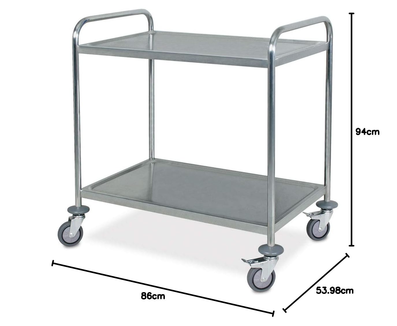 BRB Carrello da portata in acciaio inox, 2 ripiani, lunghezza 860 x 540 x 940 mm